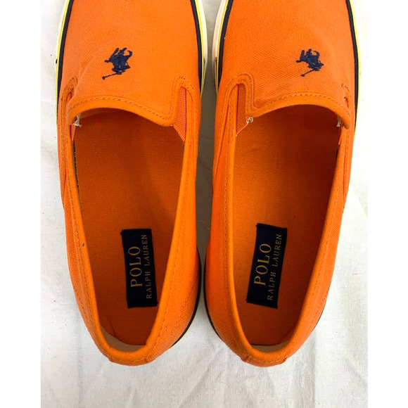 Polo Ralph Lauren Orange Mens Slip On Sneakers Size 11D - Picture 2 of 9